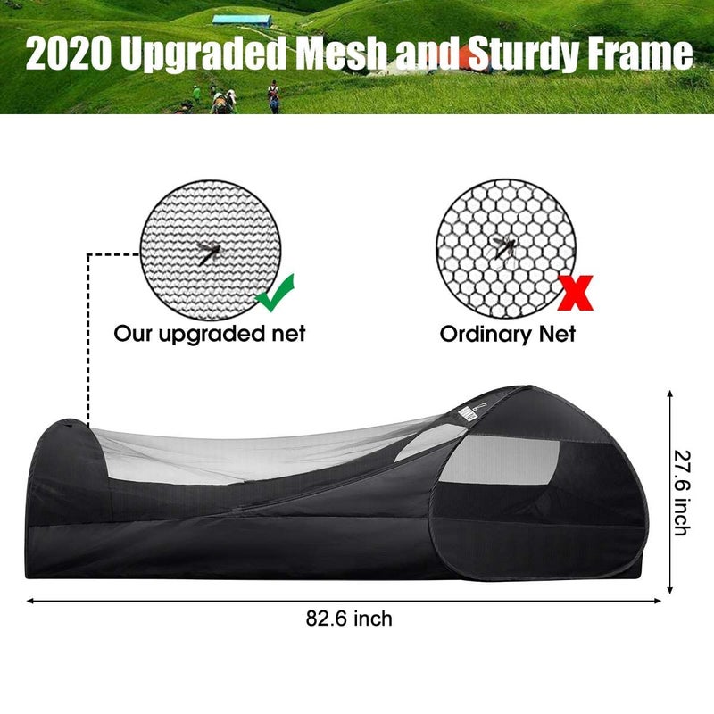 L RUNNZER Single Camping Tent, Pop-Up Net with Upgraded Mesh for Sleeping Outdoor Camping Traveling - Image 4